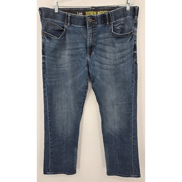 Lee Other - Lee Extreme Motion Jeans‎ Men's 38x27 Straight Fit Tapered Leg Stretch Med Wash